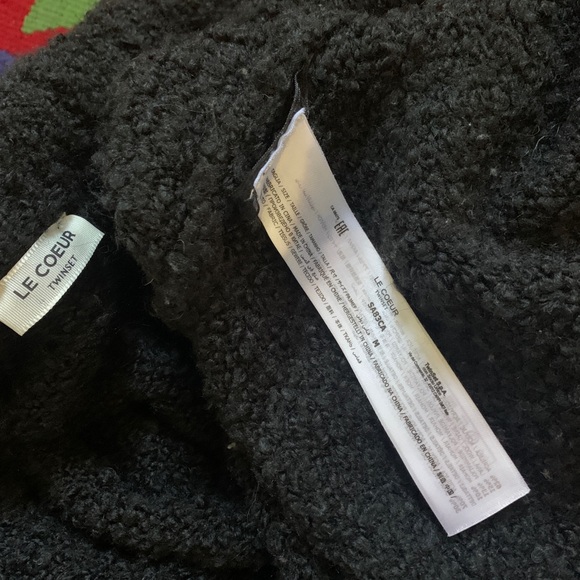 TWINSET Milano le coeur black boucle cocoon duster sweater jacket long robe wrap - Picture 9 of 14